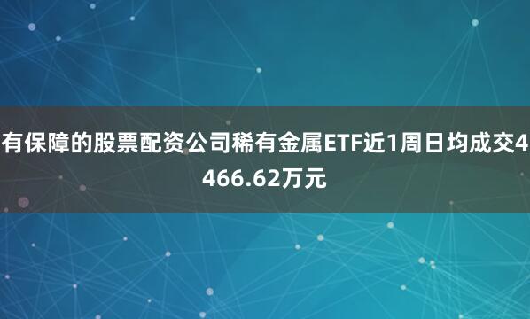 有保障的股票配资公司稀有金属ETF近1周日均成交4466.62万元